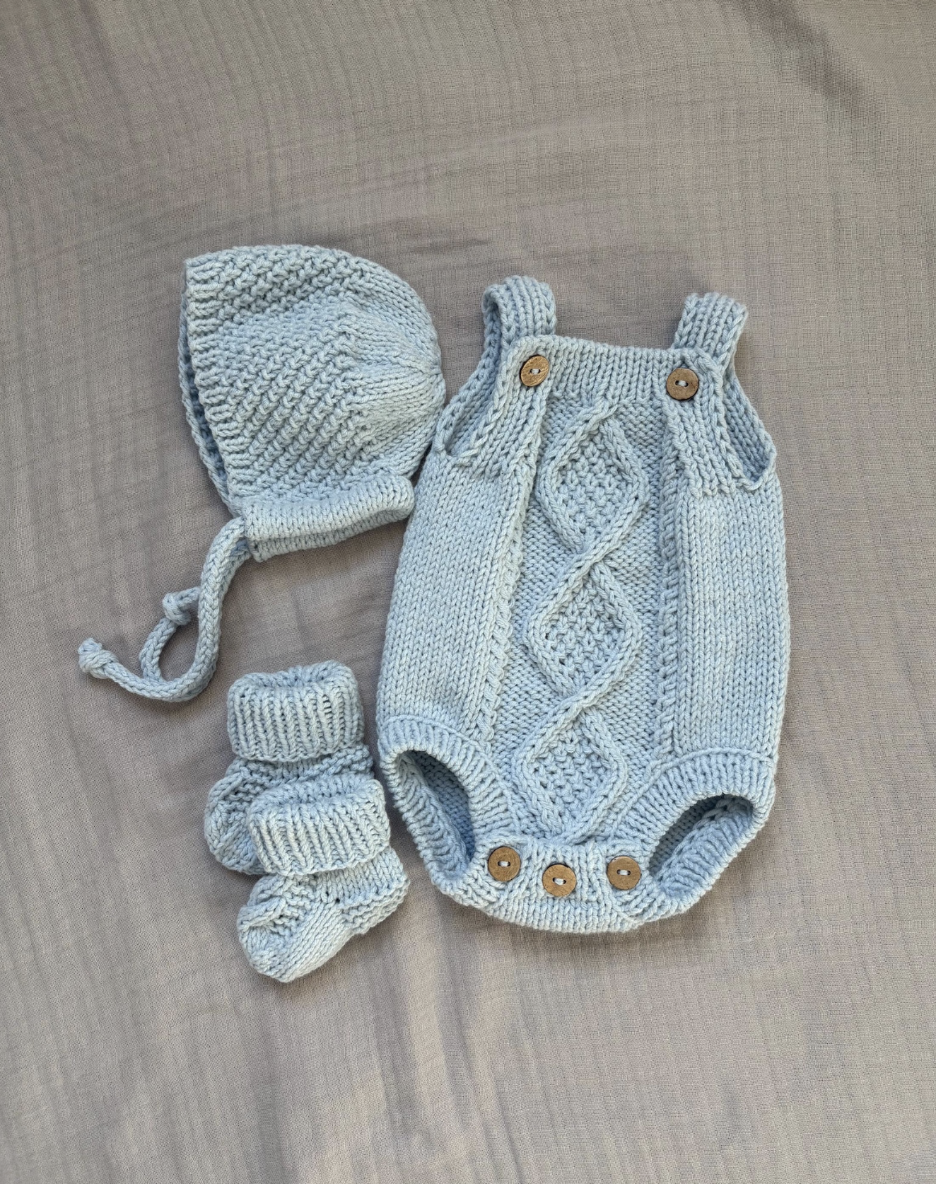 Knitted Baby Romper Set: Cotton Blend Newborn Outfit